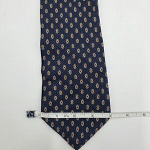 Nautica Mens‎ Navy Blue Silk Blend Tie Geometric Pattern